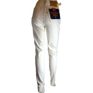 Vtg 90s Levi's 521 White Jeans Orange Tab High Rise Tight Fit Slim Leg 5 READ